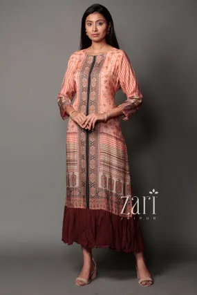 Crape Kurta with Digital Print, Swarovski work.