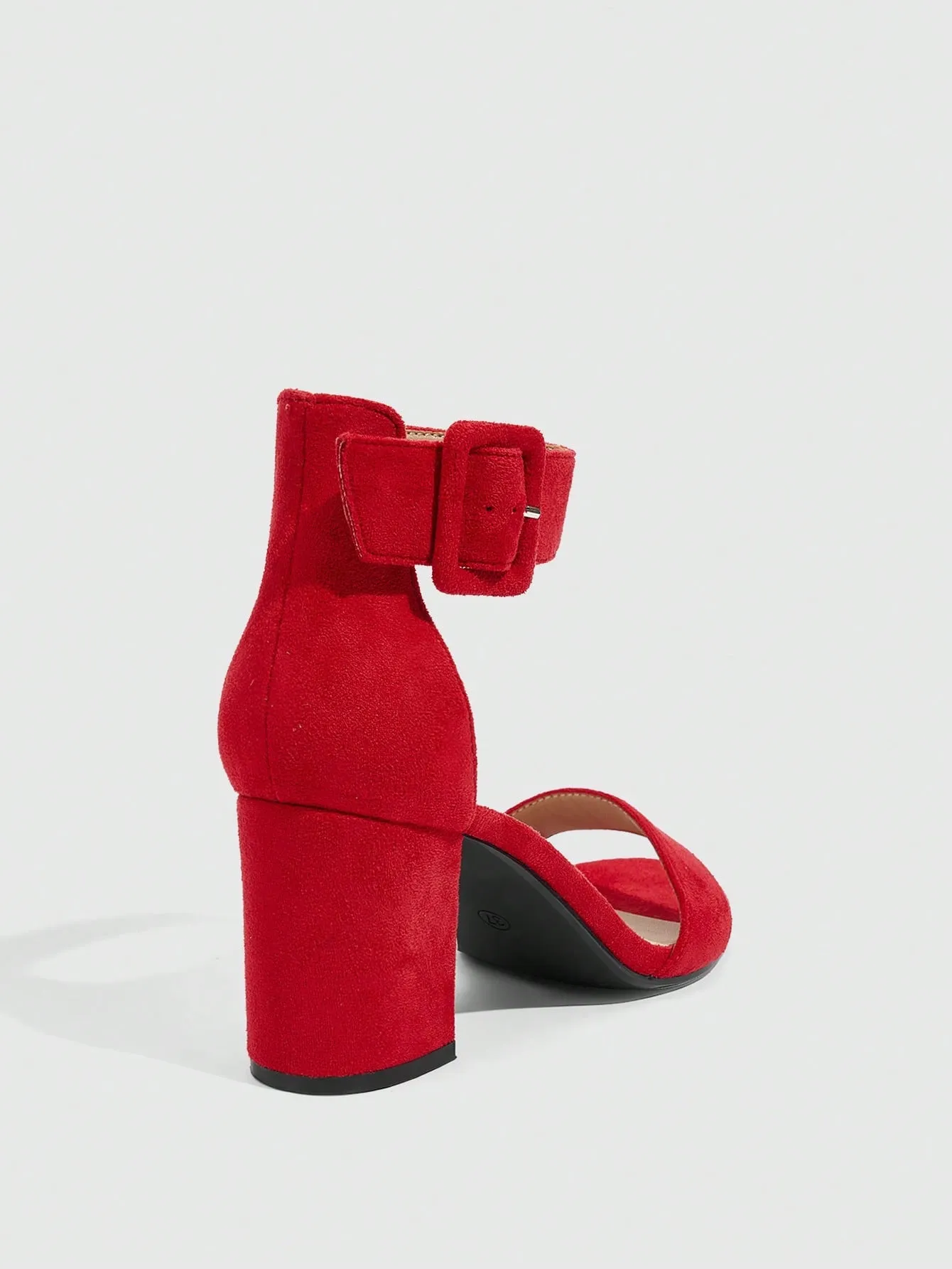 CUCCOO BIZCHIC Women's Fashionable Red Suede-Like Ankle Strap Chunky High-Heeled Sandals, Suitable For Commuting And Various Occasions Such As A Date Or Party