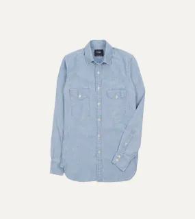 Drake's Chambray Two Pocket Work Shirt / Blue