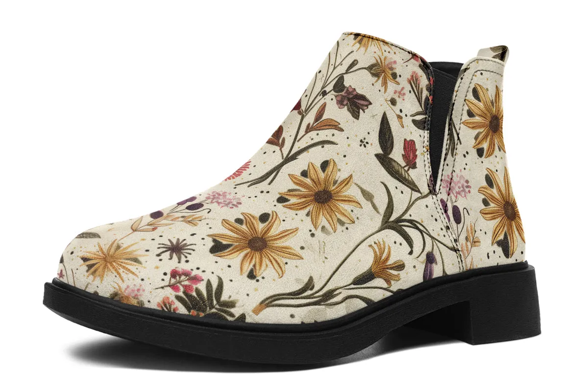 Enchanted Blossoms Chelsea Boots - Comfy Slip-On - Soft & Water-Resistant Micro-Suede Vegan Shoes