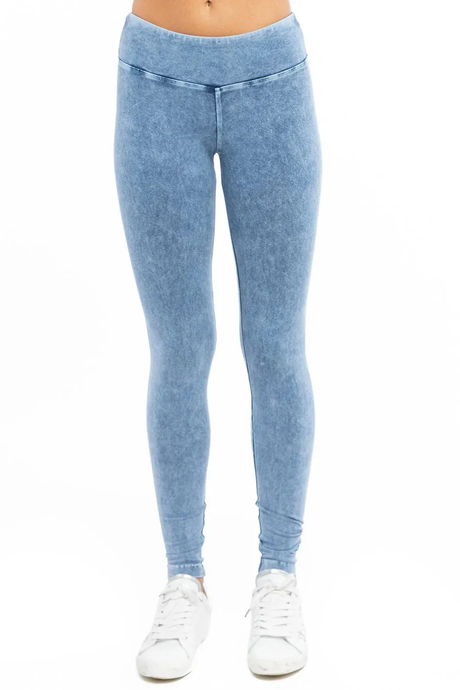 Flat Waist Ankle Legging (Style W-452, Light Blue Mineral Wash MW7) by Hard Tail Forever