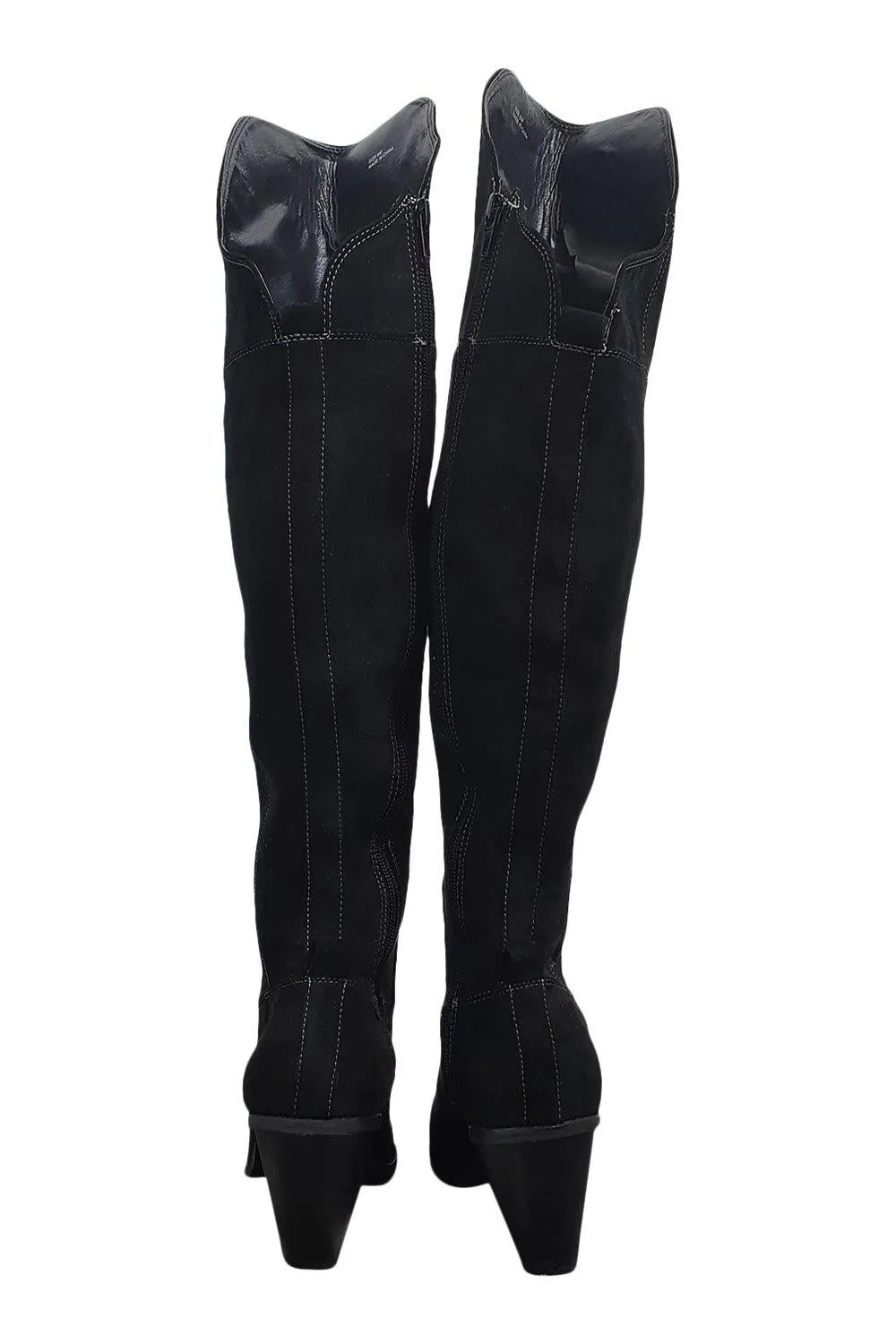 FREE PEOPLE FR X FP Black Suede Over Knee Boots (US 5 | EU 36 | UK 3)