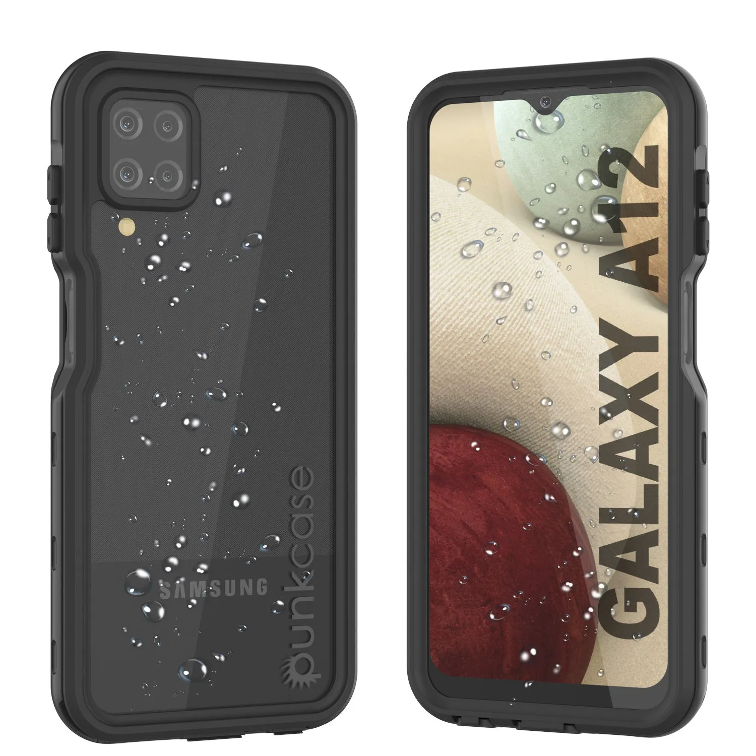 Galaxy A12 Waterproof Case PunkCase StudStar Black Thin 6.6ft Underwater IP68 Shock/Snow Proof