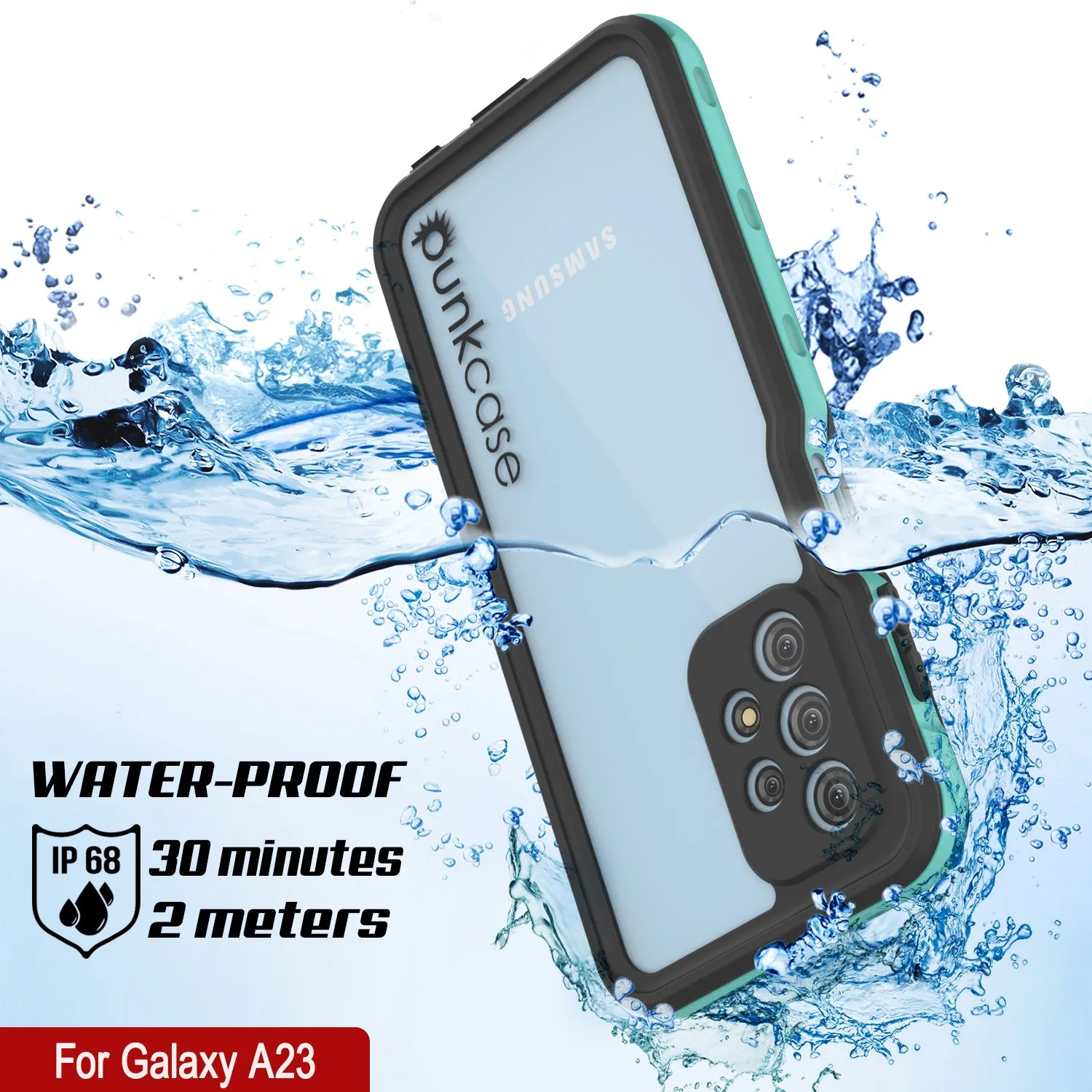 Galaxy A23 Waterproof Case PunkCase StudStar Teal Thin 6.6ft Underwater IP68 Shock/Snow Proof