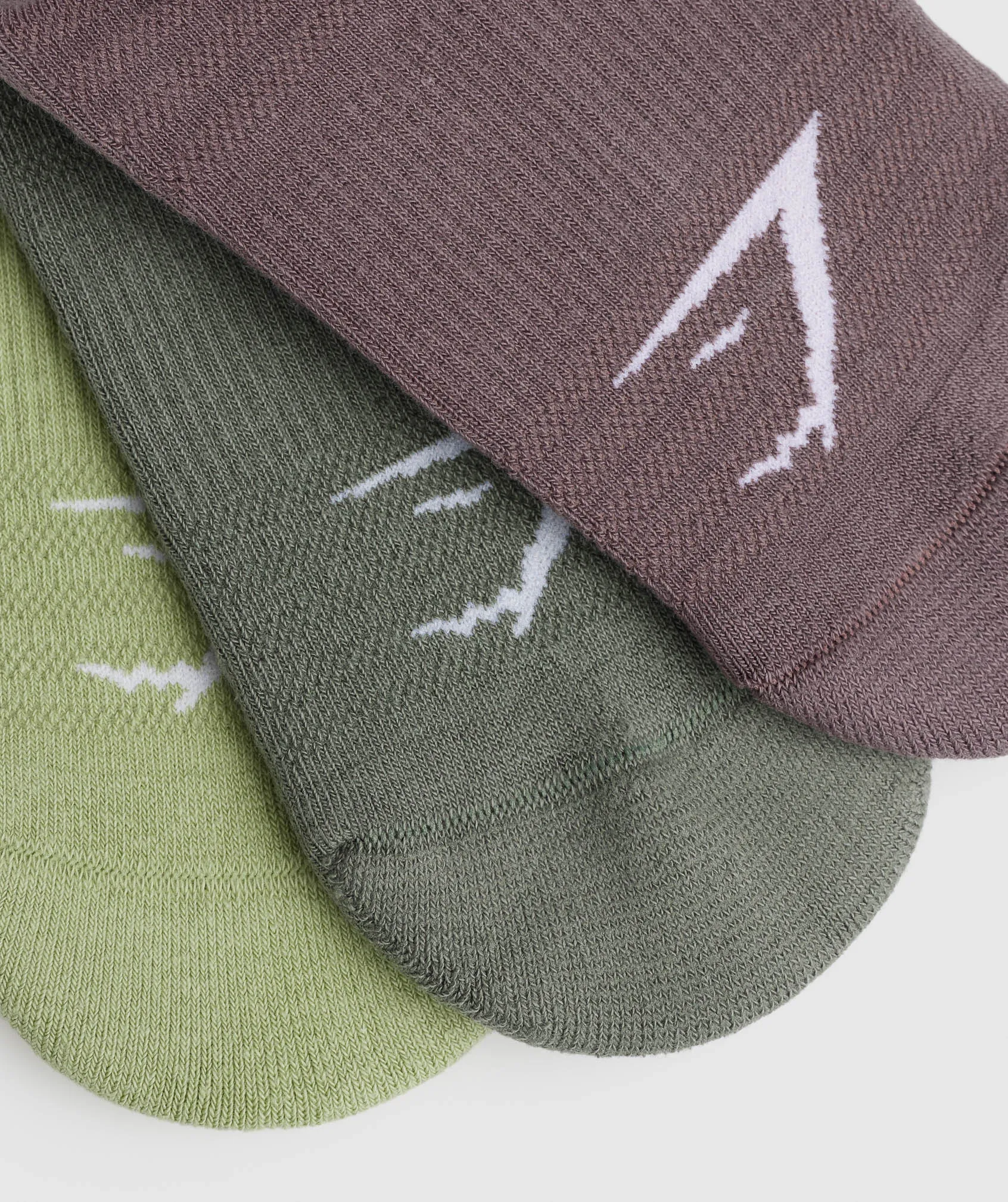 Gymshark Ankle Socks 3pk - Walnut Mauve/Light Sage Green/Dusk Green