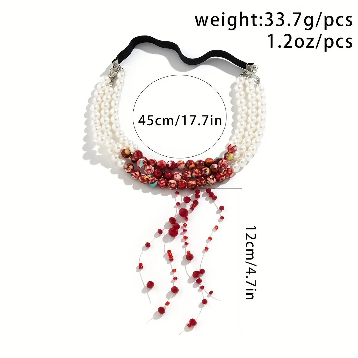 Halloween Party Handmade Elastic Blood Drop Leg Ring Gothic Style Faux Pearls Beaded Thigh Chain Vampire Costume Cosplay Accessory