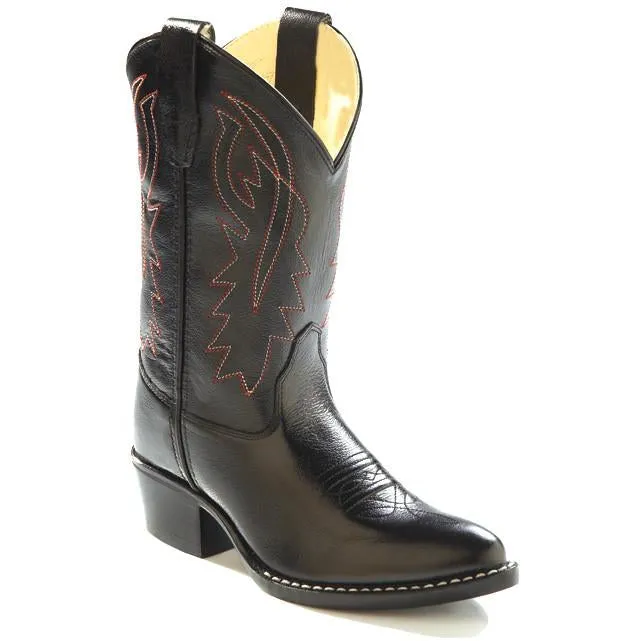 Jama Youth Western Cowboy Boots Black Corona Leather