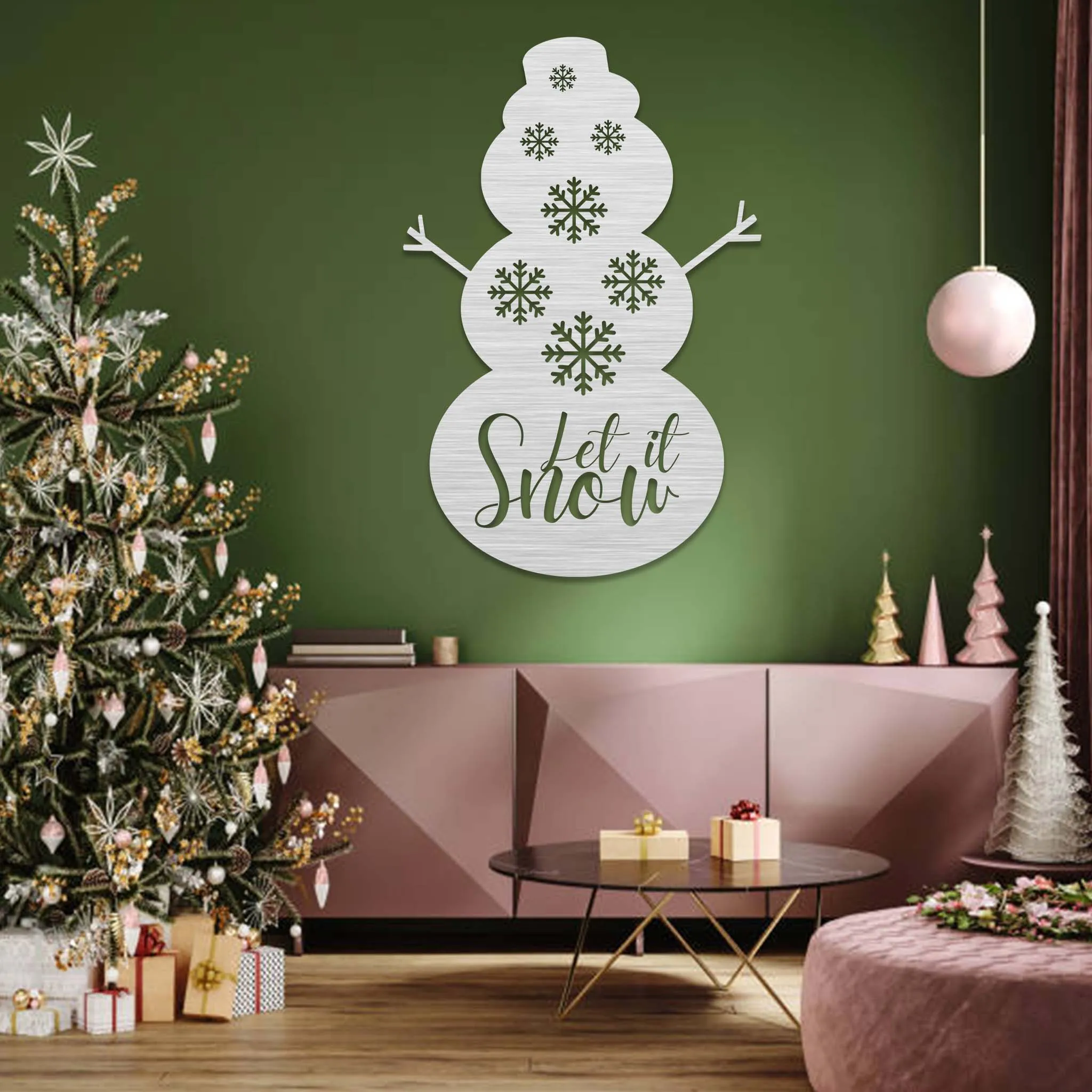 Let It Snow Snowman - Metal Wall Art