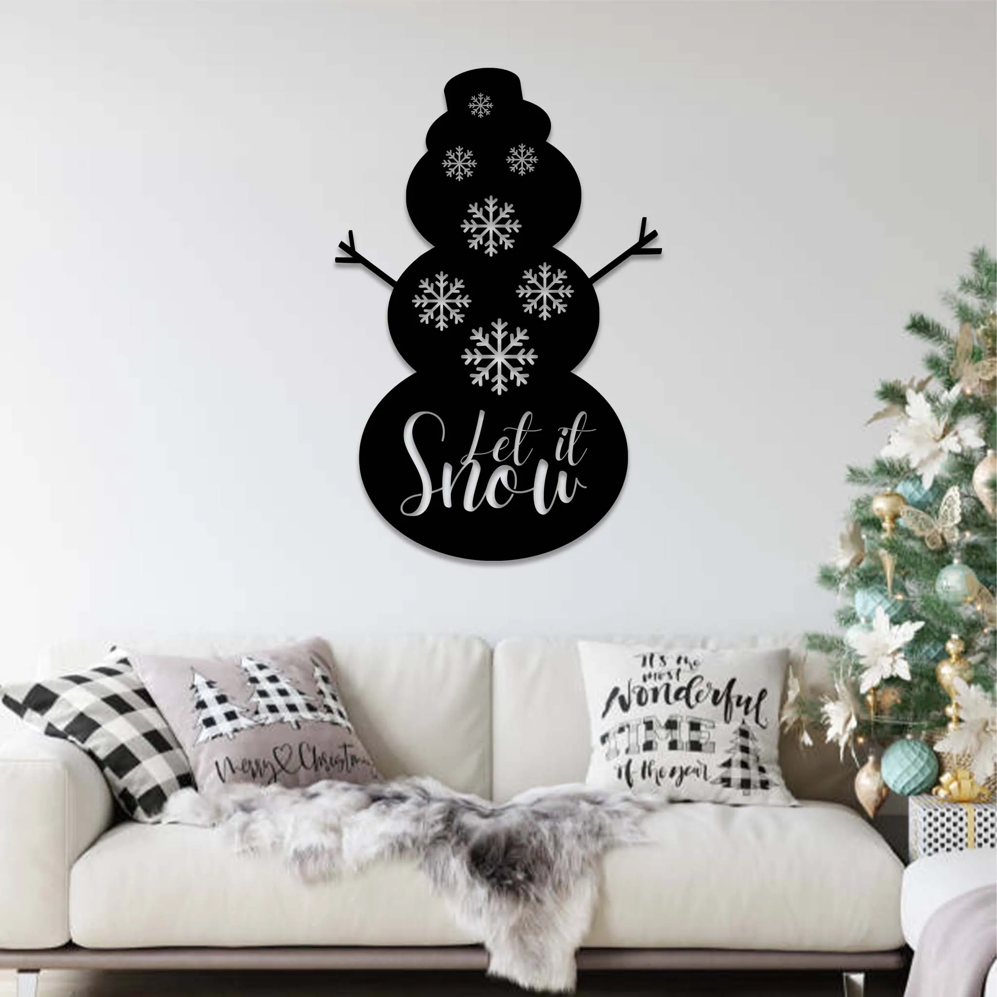 Let It Snow Snowman - Metal Wall Art