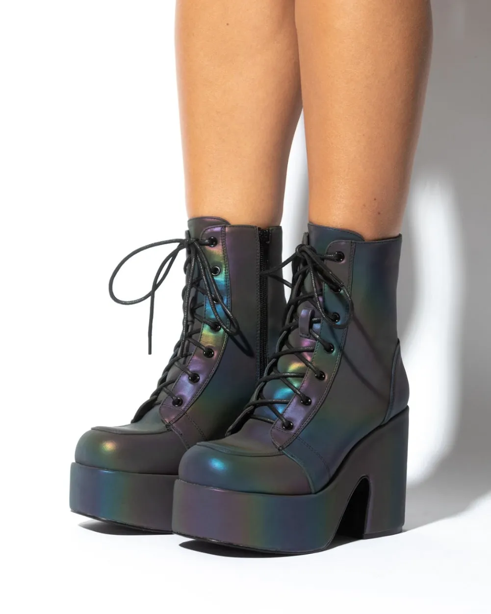 Look At Me Rainbow Reflective Lace Up Boots