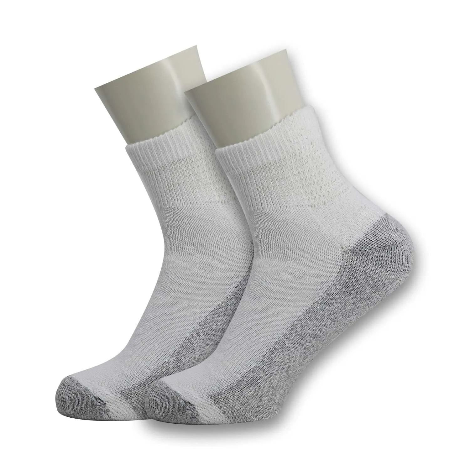 Men's Ankle Wholesale Socks, Size 10-13 In White With Grey- Bulk Case Of 120 Pairs