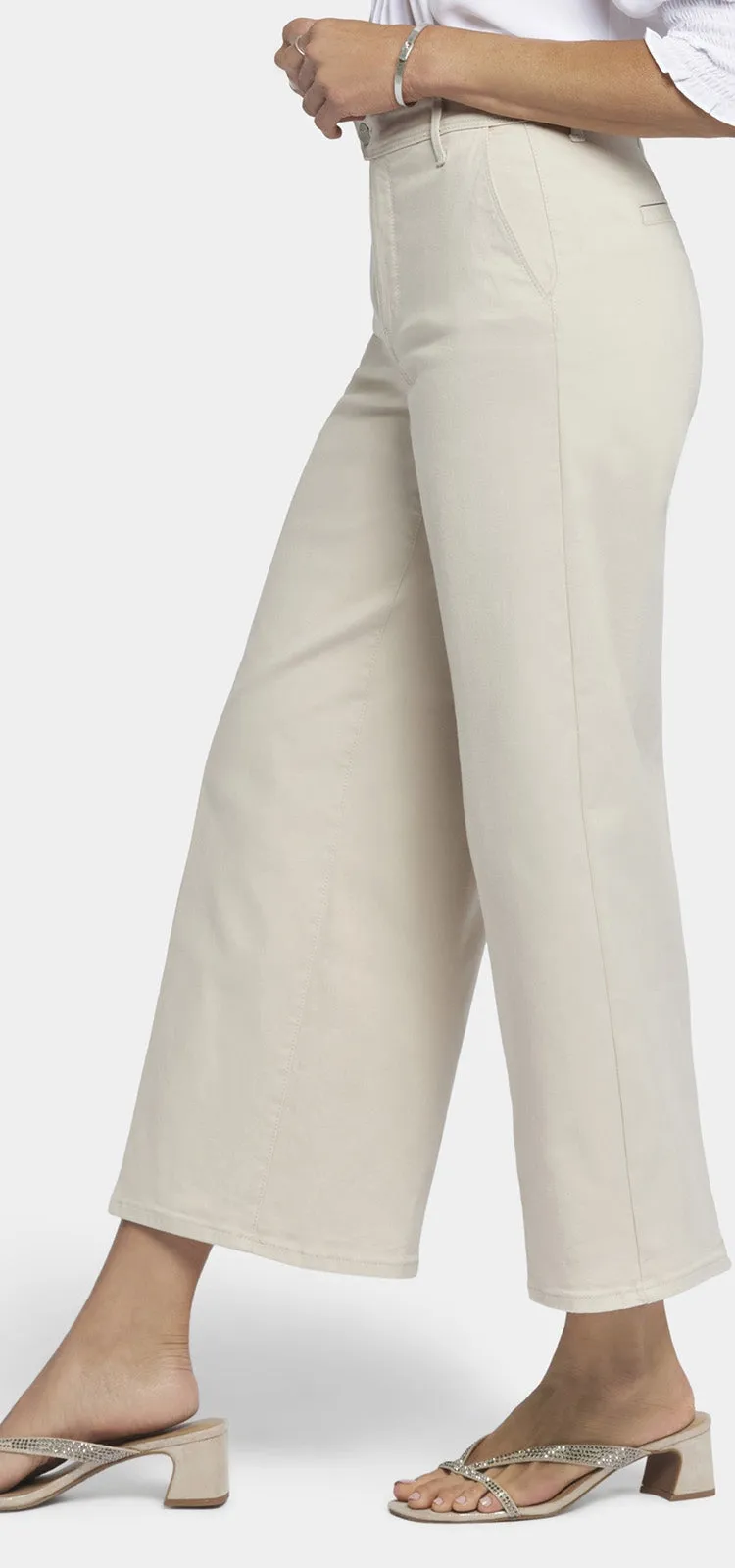 Mona Wide Leg Trouser Ankle Jeans Beige Gekleurde Denim | Feather