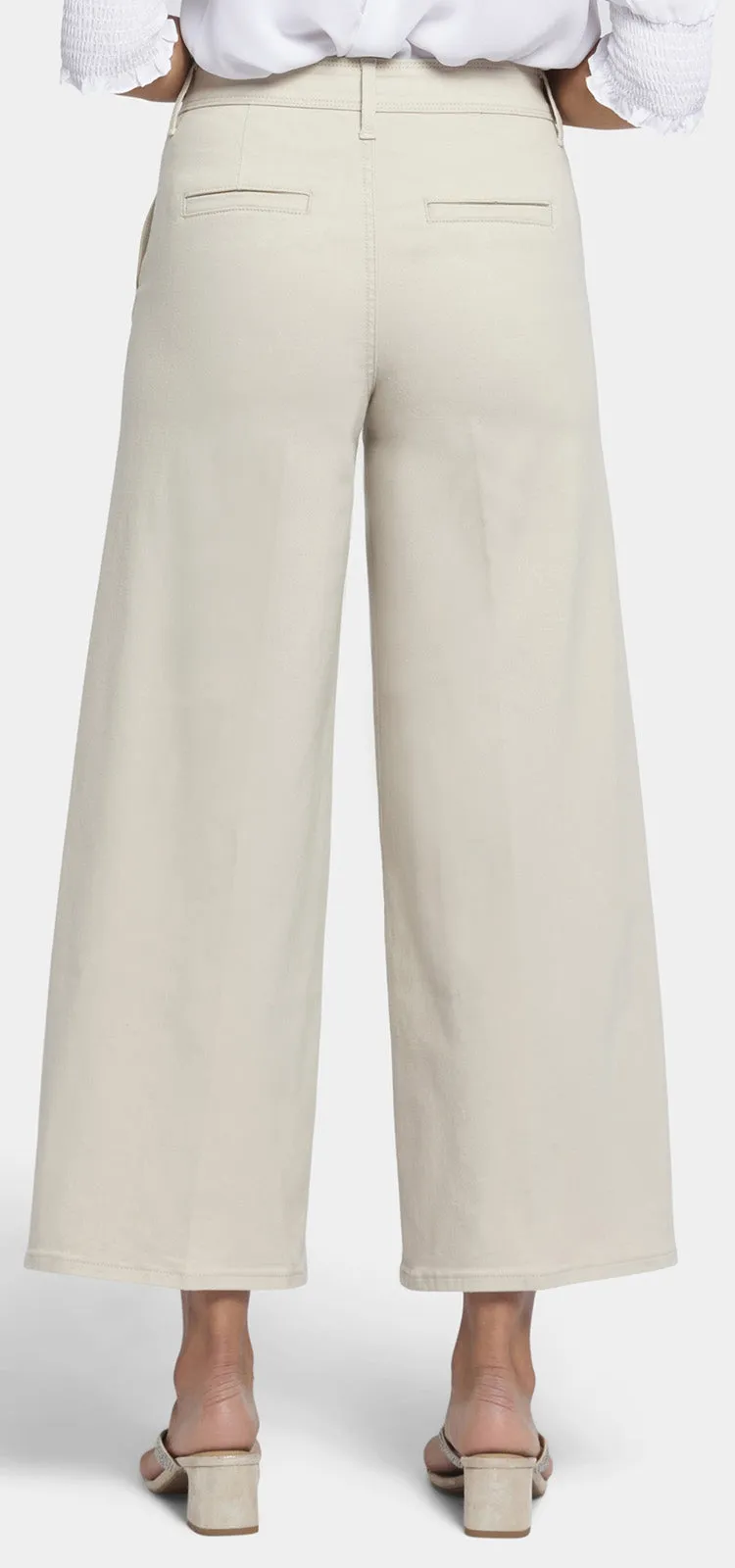 Mona Wide Leg Trouser Ankle Jeans Beige Gekleurde Denim | Feather