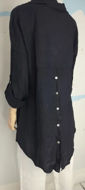 Navy High/Low Blouse