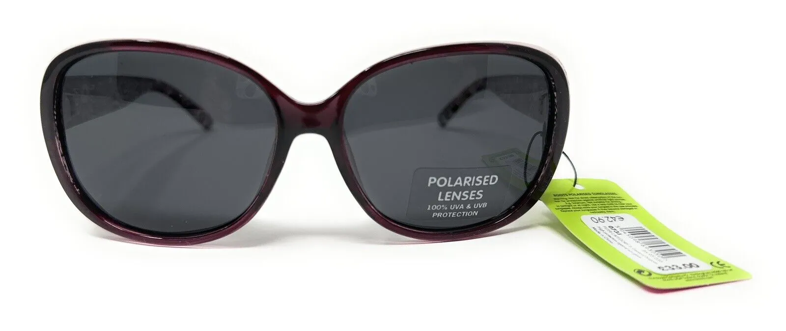 Polarised Sunglasses Ladies Floral Burgundy Frame by Boots 073J