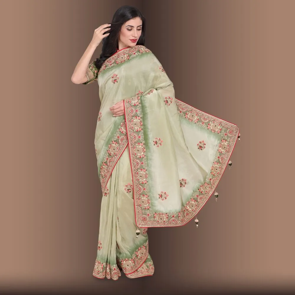 Pure Organza Saree with Zardozi work