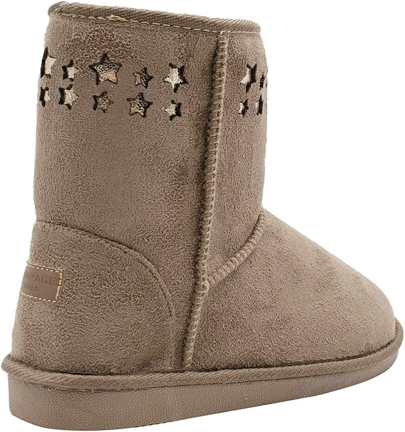 Rampage Girls' Big Kid Slip On Mid High Microsuede Winter Boots with Shimmer Stars Blush Size 11