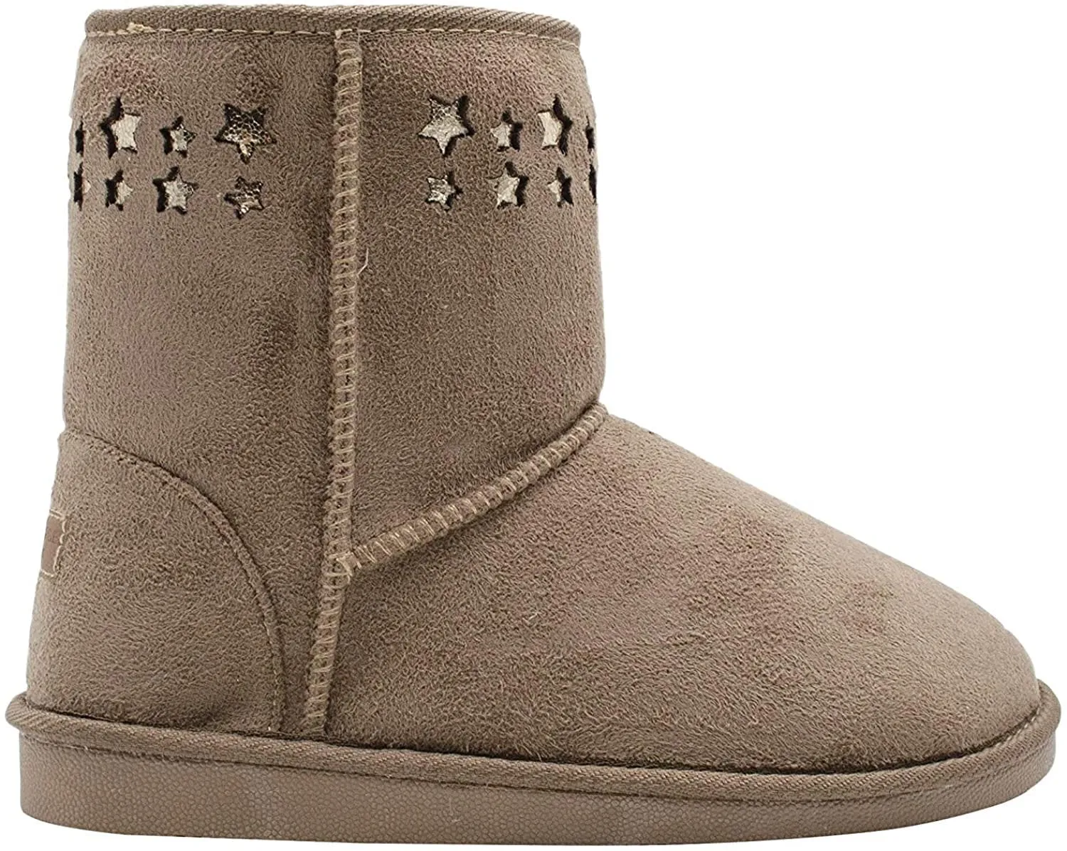 Rampage Girls' Big Kid Slip On Mid High Microsuede Winter Boots with Shimmer Stars Blush Size 11