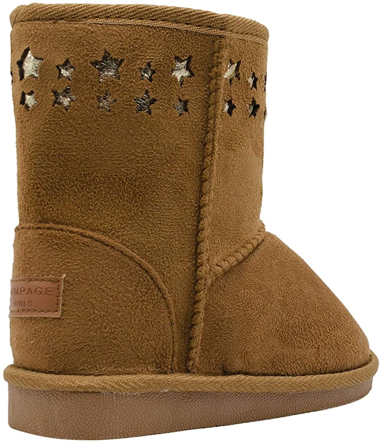 Rampage Girls' Big Kid Slip On Mid High Microsuede Winter Boots with Shimmer Stars Blush Size 11