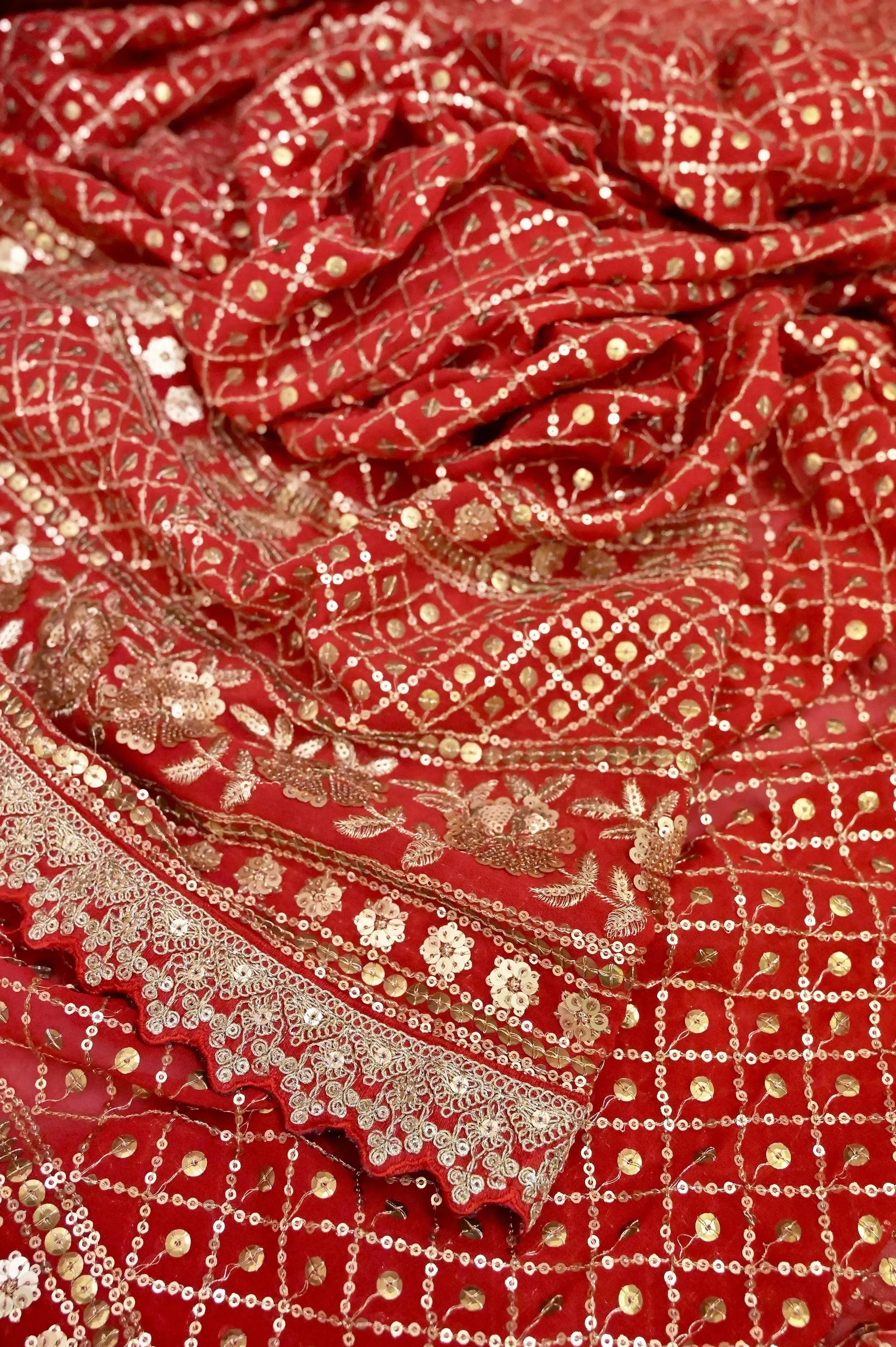 Red Color Designer Georgette Saree with Sequin Work