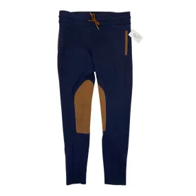 Redingote Jogger Knee Patch Breeches in Navy/Tan - Women's Large