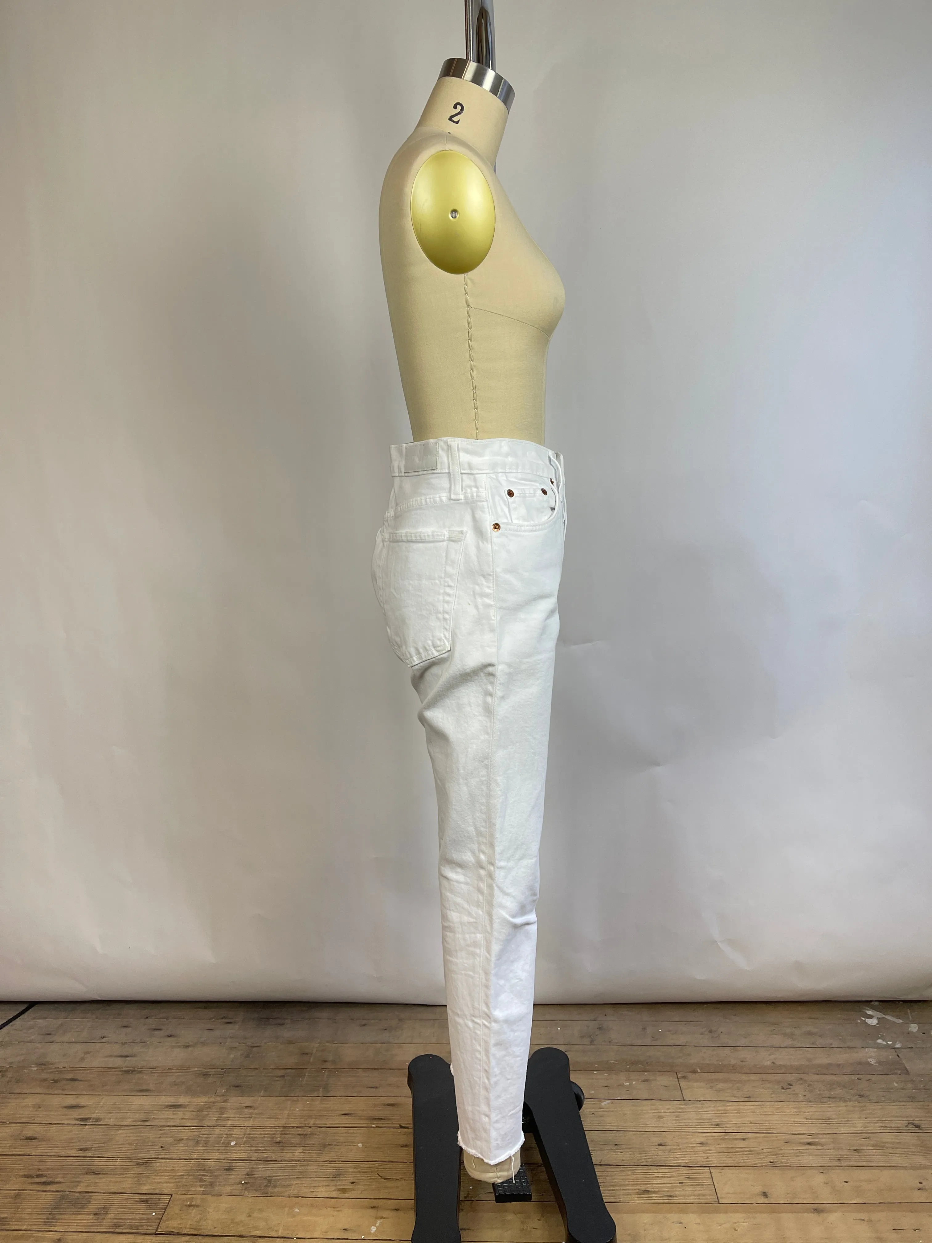 Re/Done Denim White High Rise Ankle Crop Stretch (27/4)