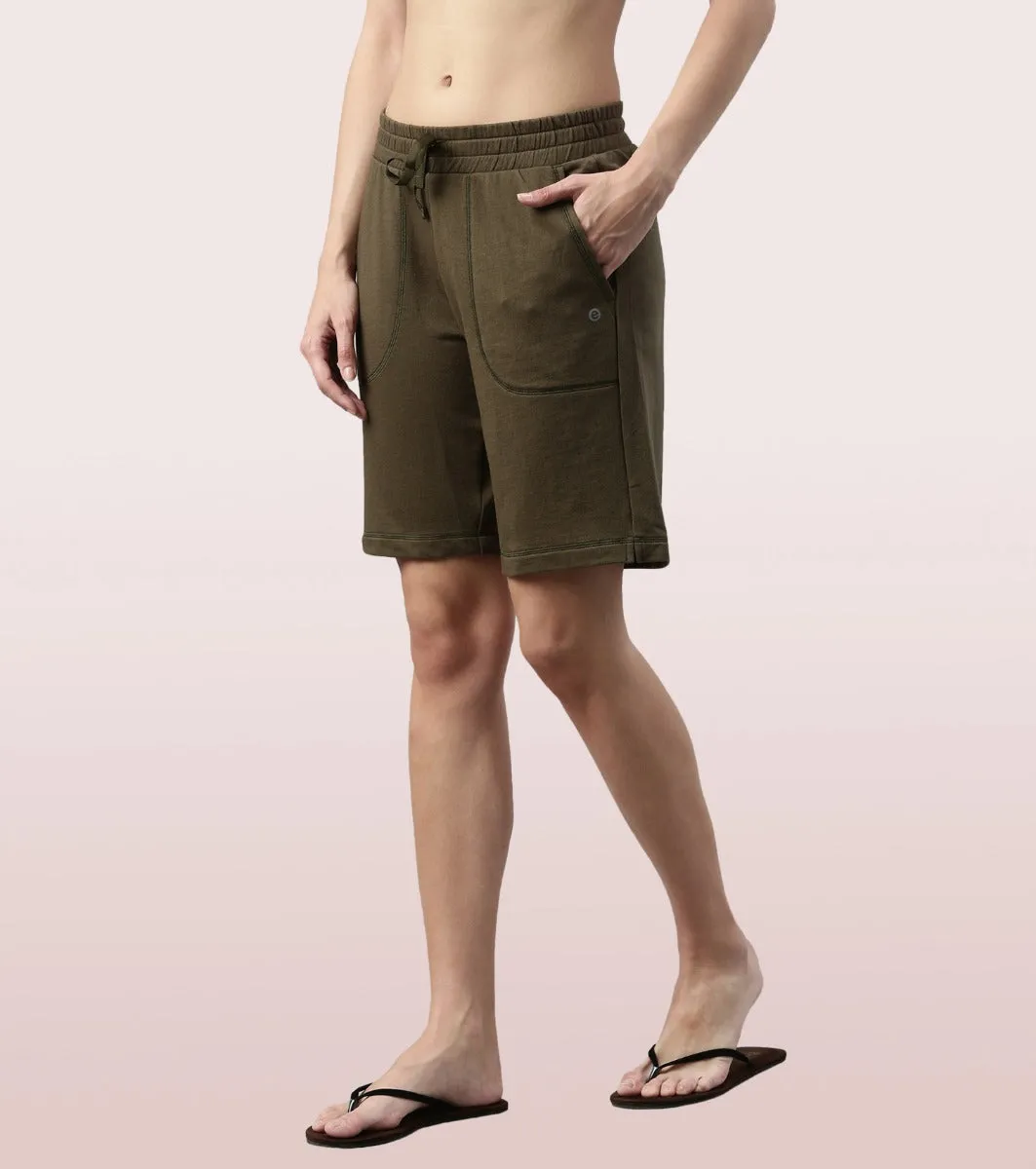 Relax Bermuda | Knee Length Shorts With Adjustable Waistband & Pockets