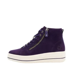 Remonte Ladies Suede Aubergine Lace Up Ankle Boots D1C70-30