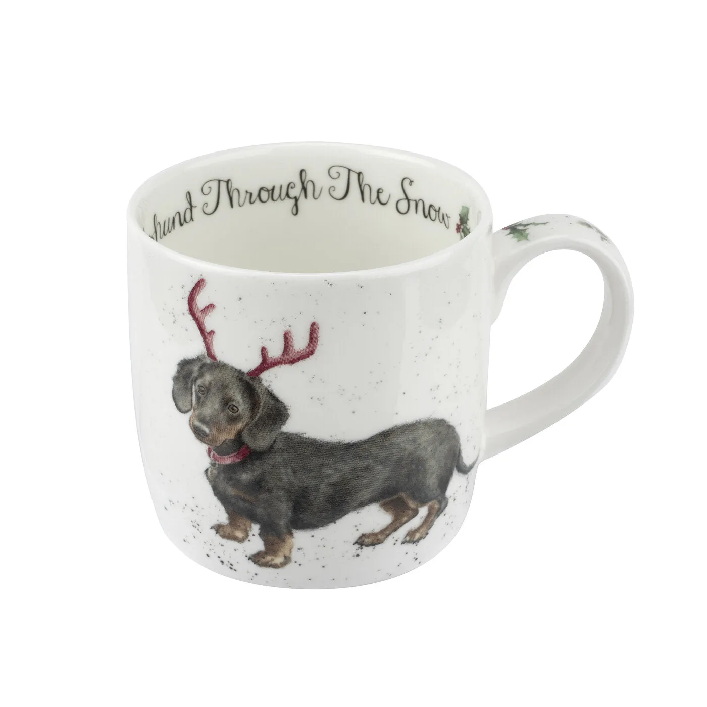 Royal Worcester Wrendale Designs Dachshund Through The Snow Mug & Coaster Set