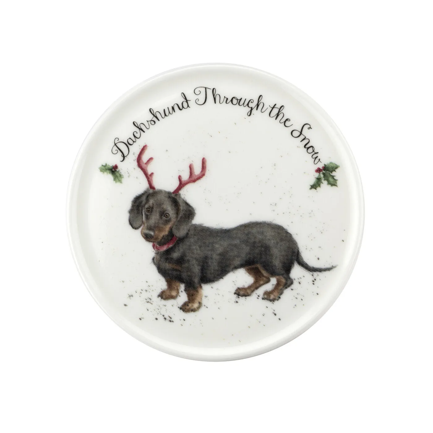 Royal Worcester Wrendale Designs Dachshund Through The Snow Mug & Coaster Set