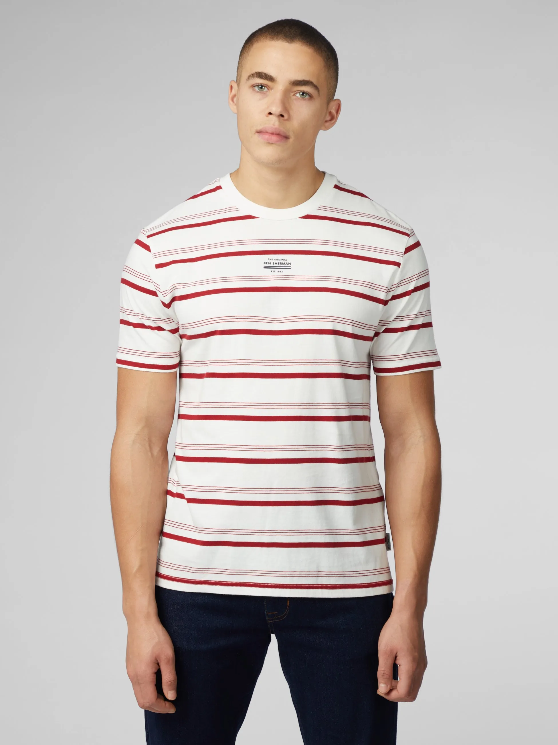 Signature Fine Stripe Tee - Snow White