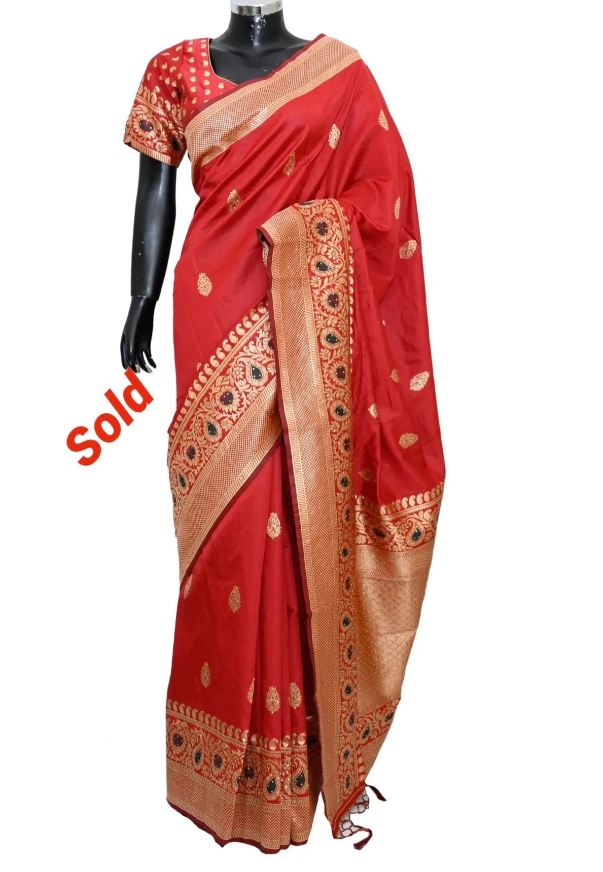 Silk Saree with kundan work #fdn9038-501