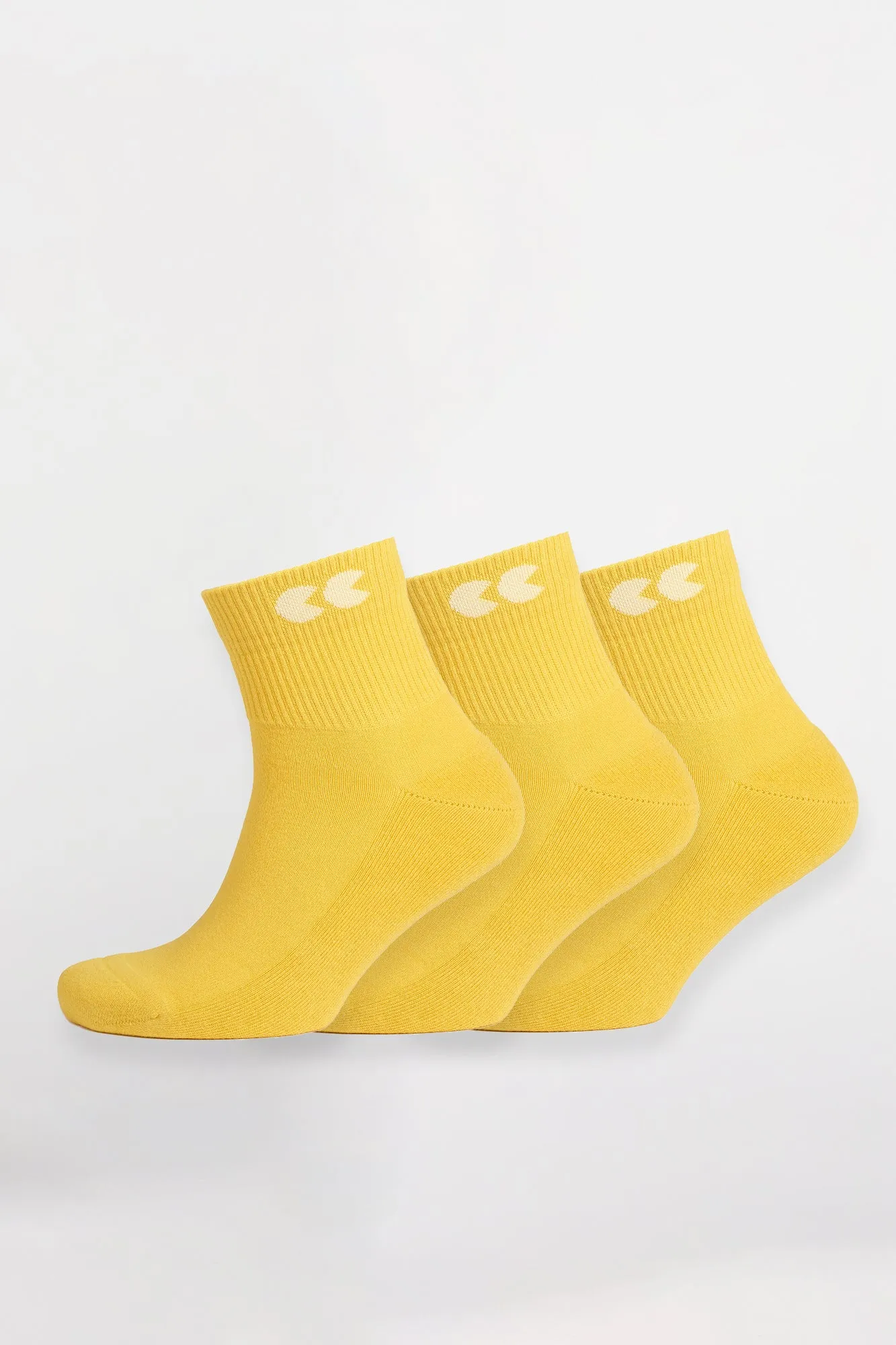 Single Colour Sports Ankle Sock 3 Pack - Canary Yellow