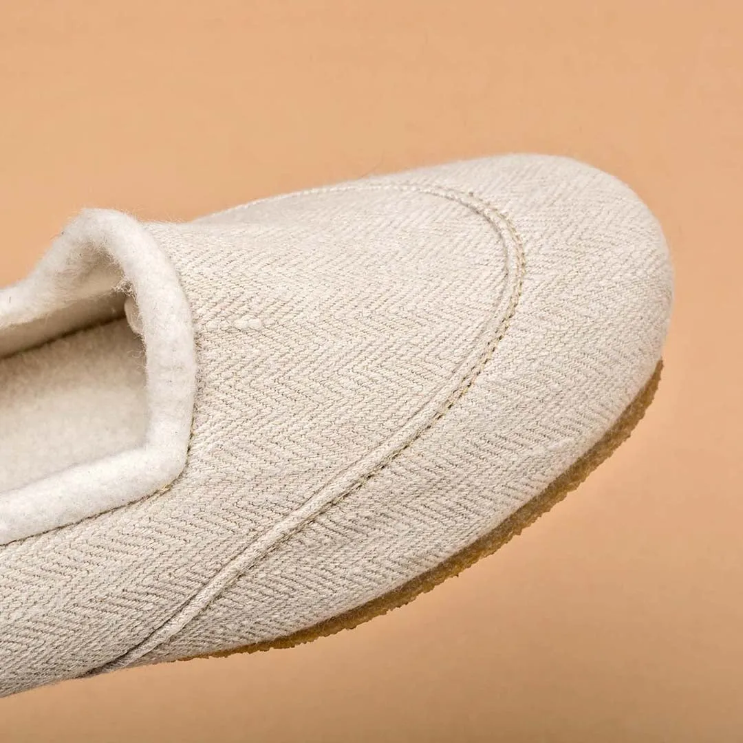 SNOW WHITE Handmade Hemp Ballet Flats (Lined with 100% Organic Cotton Fleece)