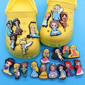 Snow White Tinker Bell Shoe Charms Princess Button Decorations Disney Girls Favorite Birthday Gift