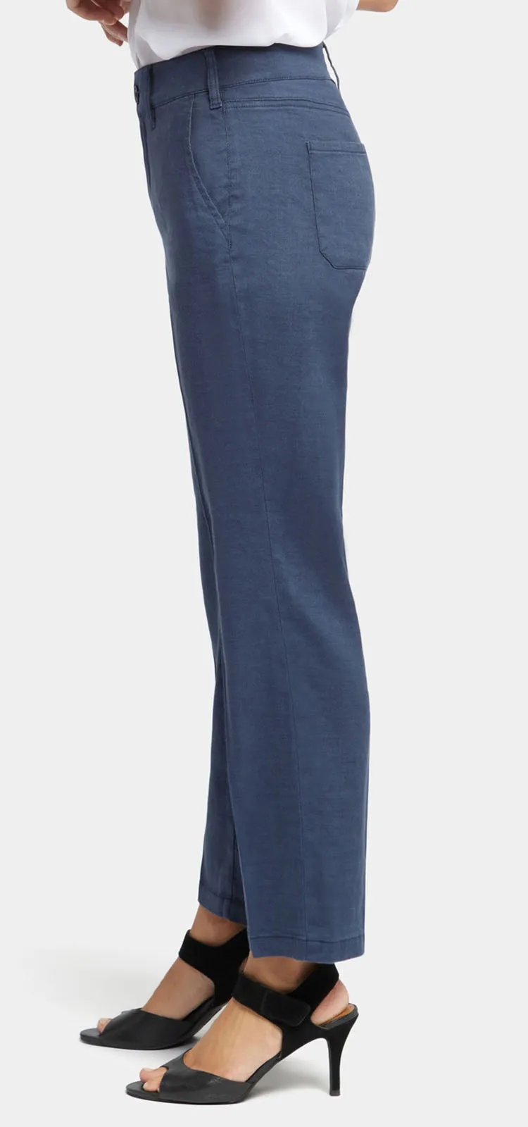 Straight Leg Ankle Trouser Donkerblauw Stretch Linnen | Oxford Navy