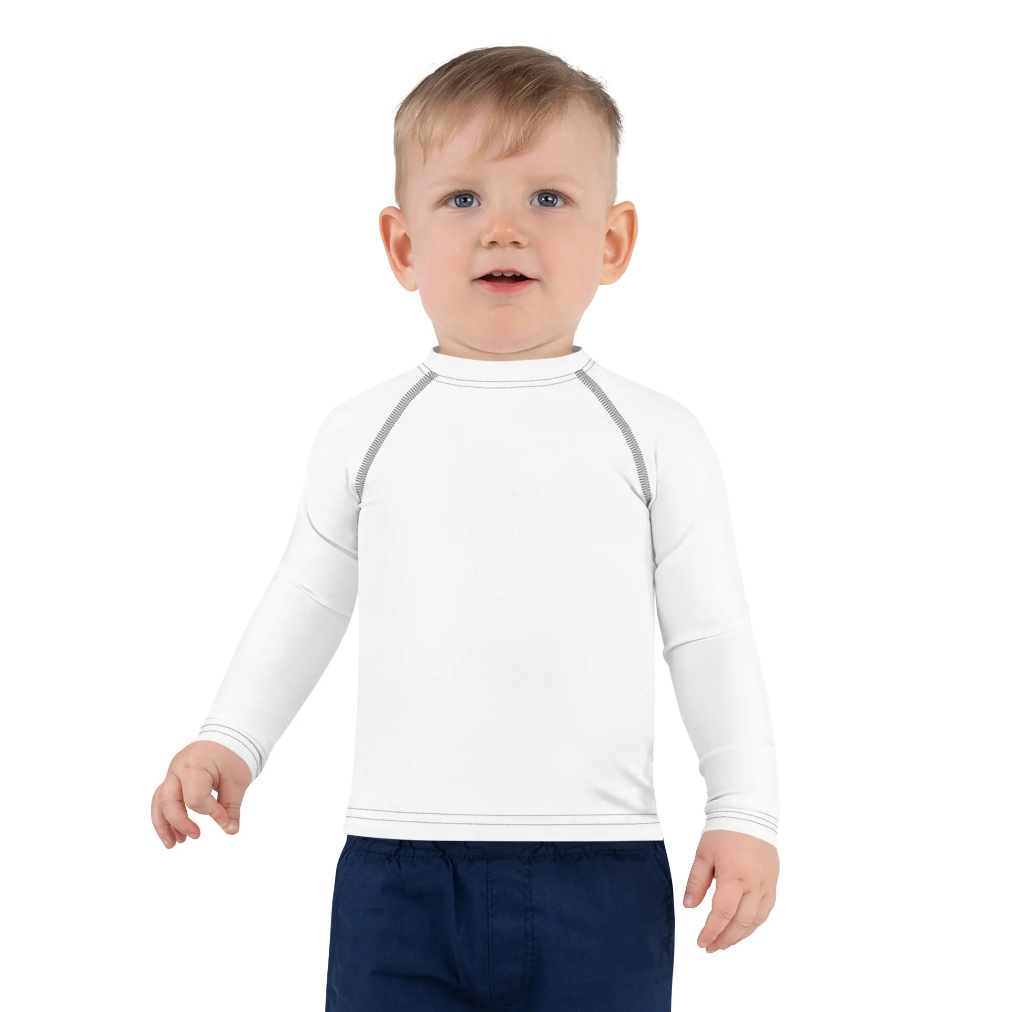 Sunrise Surfer: Solid Color Rash Guards for Little Boys - Snow