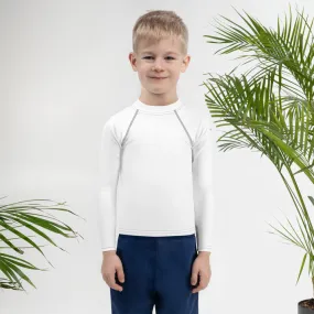 Sunrise Surfer: Solid Color Rash Guards for Little Boys - Snow