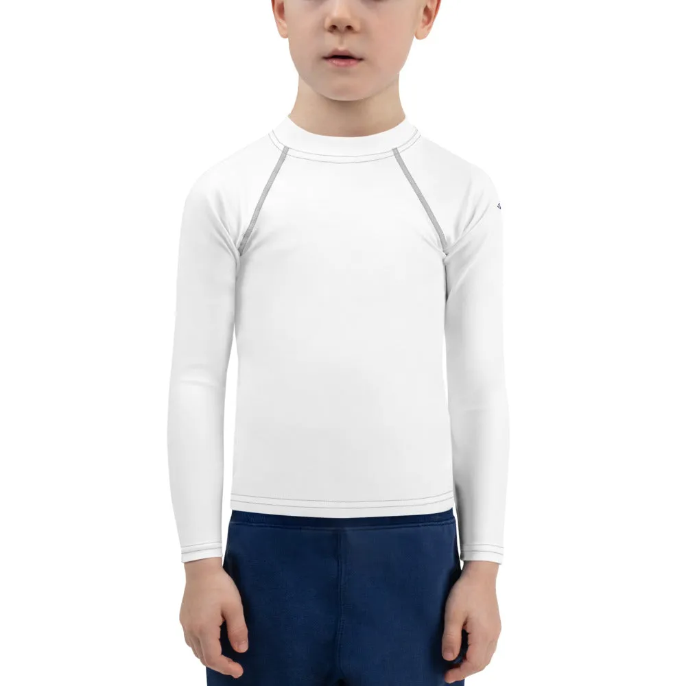 Sunrise Surfer: Solid Color Rash Guards for Little Boys - Snow