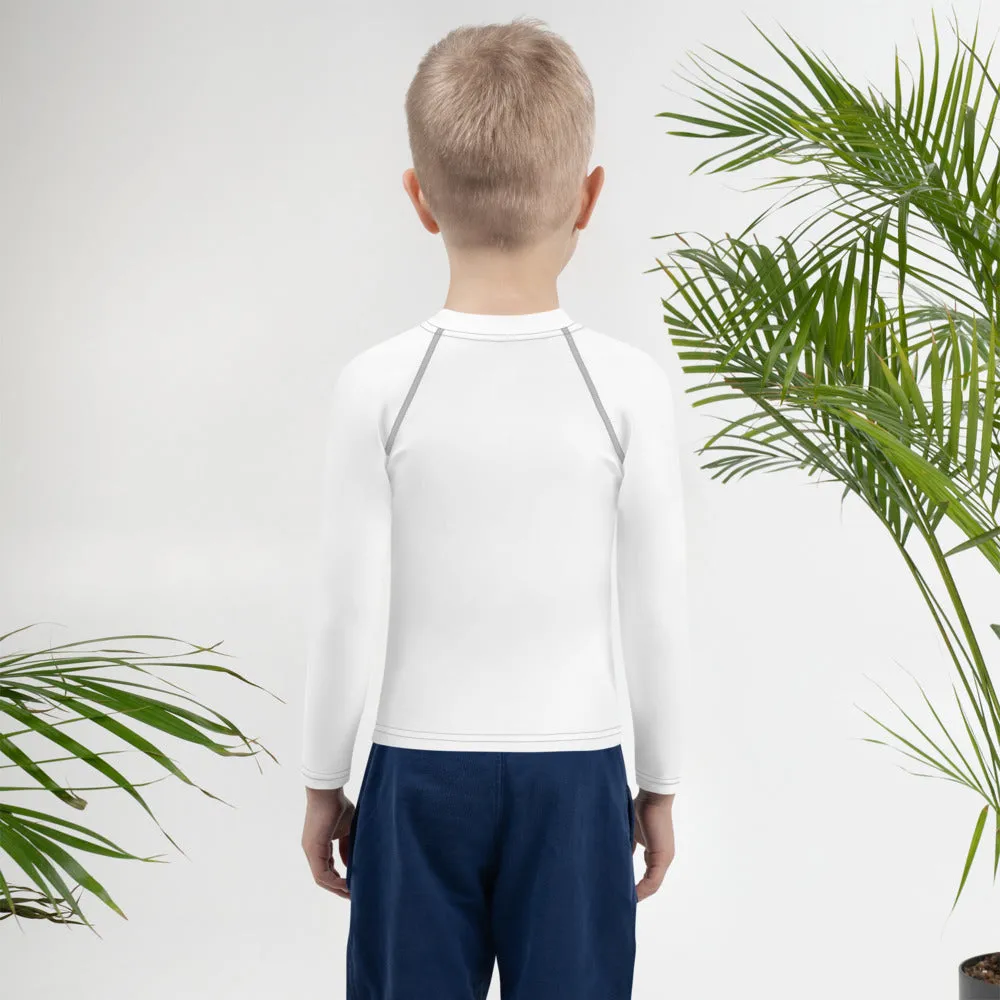 Sunrise Surfer: Solid Color Rash Guards for Little Boys - Snow