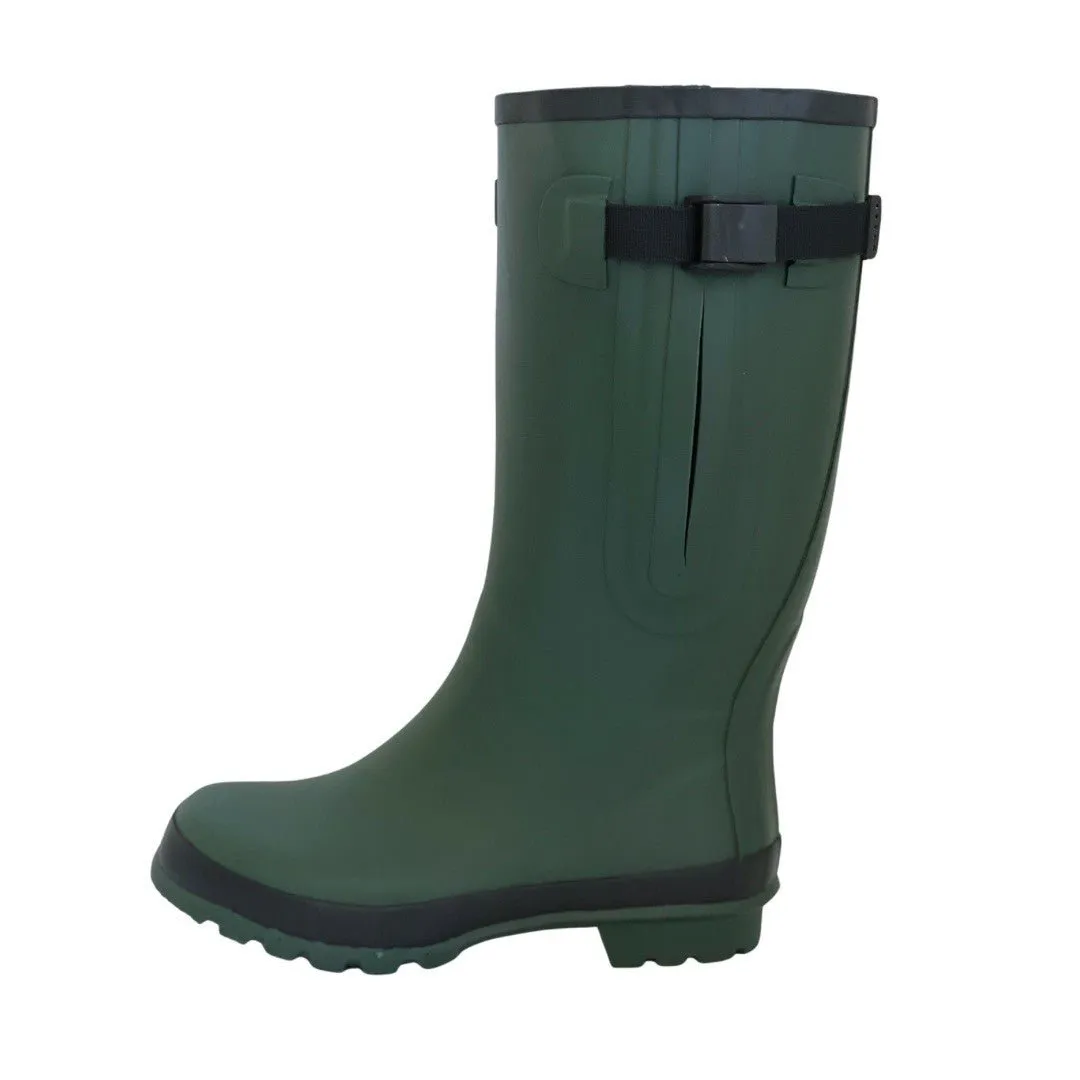 Wide Calf Wellies - Green with Black Trim - Regular Fit in Foot and Ankle