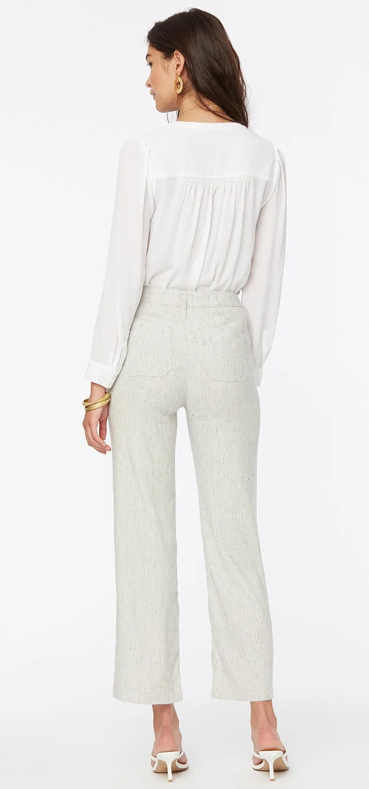 Wide Leg Ankle Trouser Gestreept Stretch Linnen | Slubby Stripe