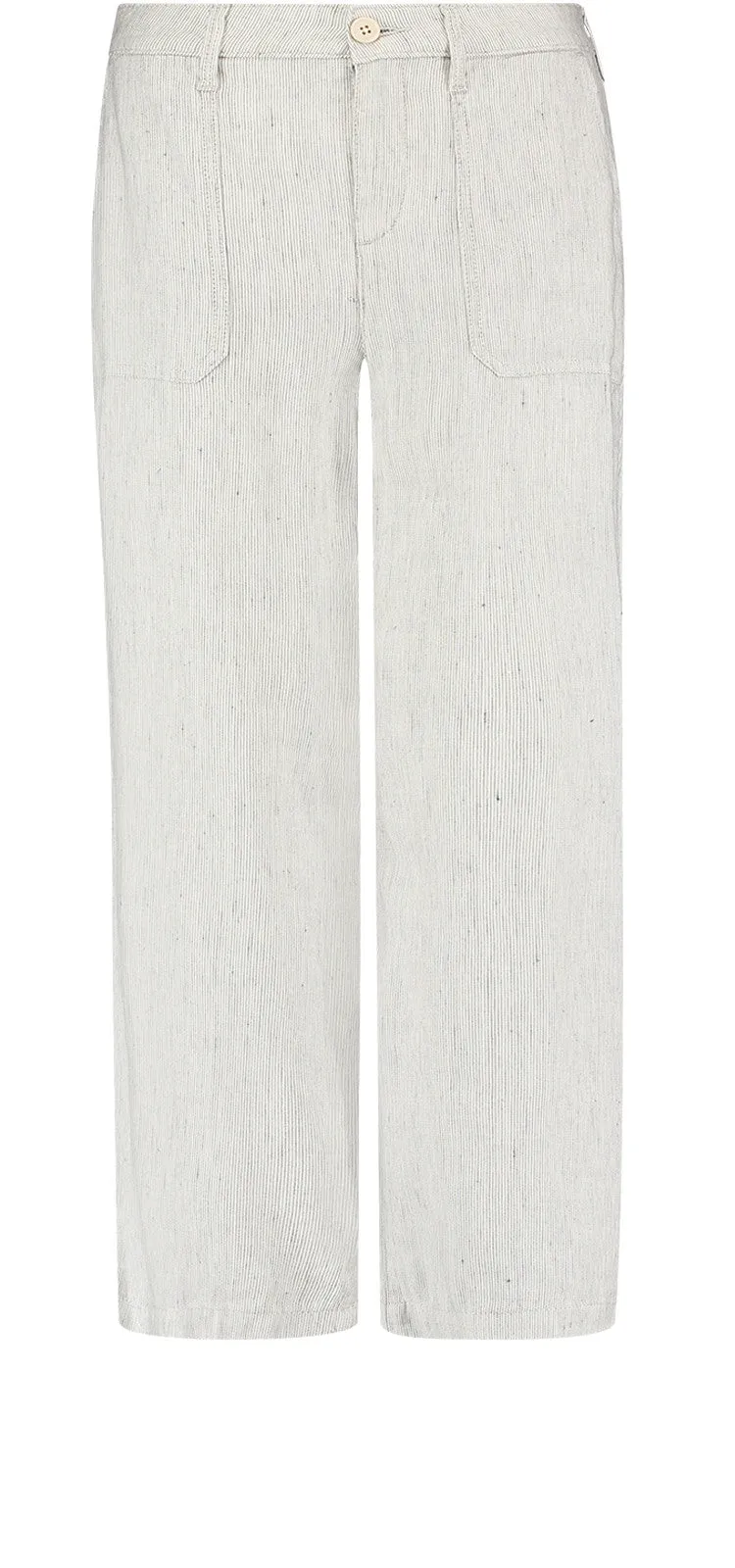 Wide Leg Ankle Trouser Gestreept Stretch Linnen | Slubby Stripe