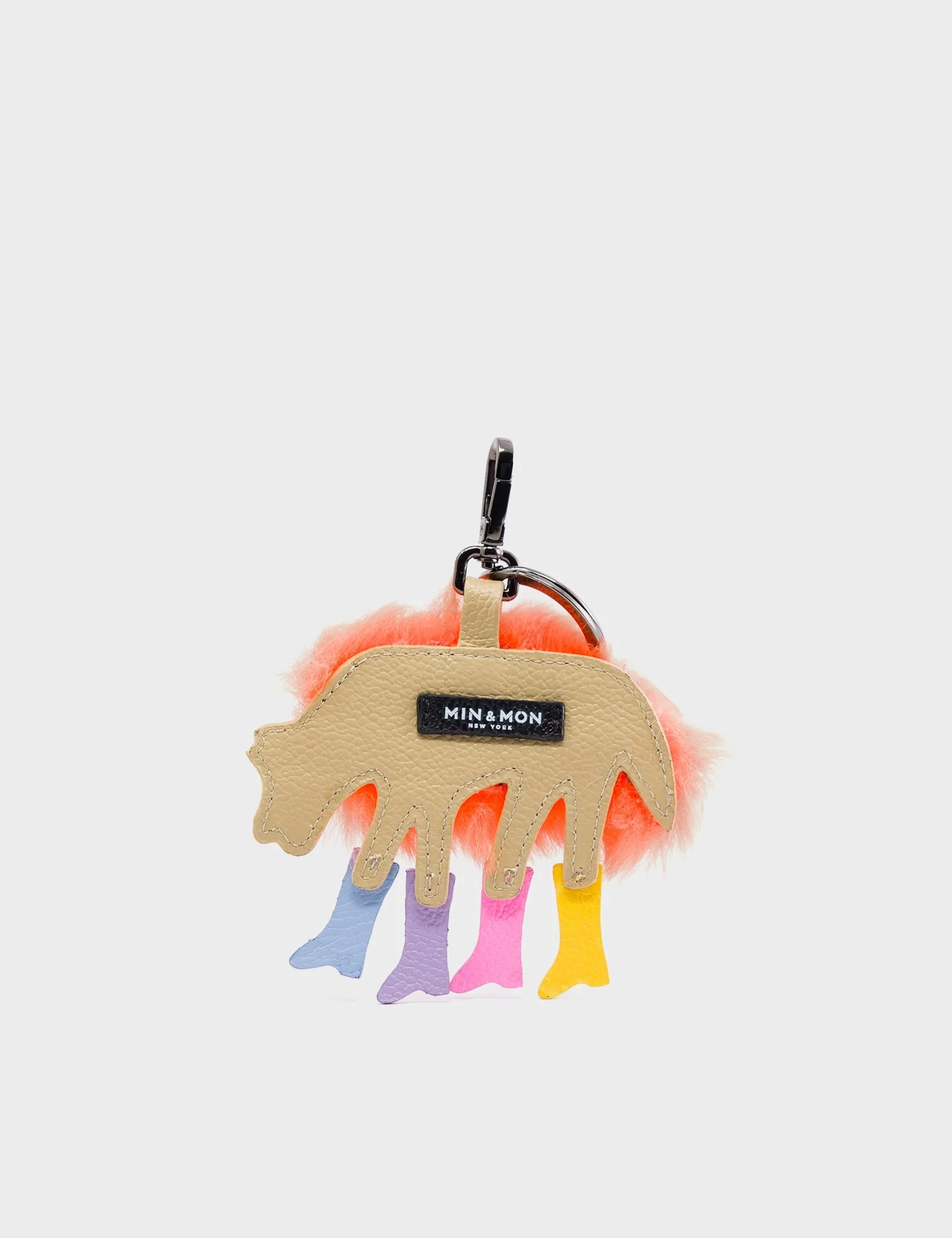 Wolf In Heels Charm - Orange Synthetic Fur and Multicolored Boots Keychain