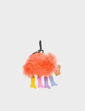 Wolf In Heels Charm - Orange Synthetic Fur and Multicolored Boots Keychain