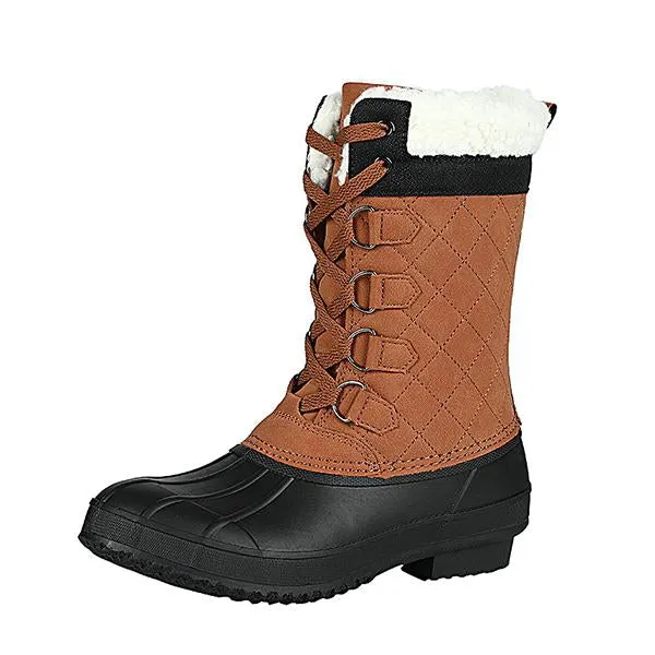 Women's Casual Lace-up Waterproof Mid-calf Cotton Boots 52127572S