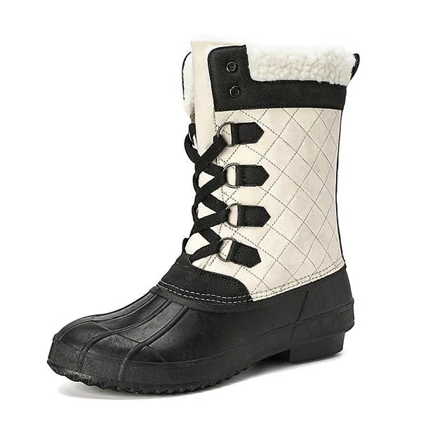 Women's Casual Lace-up Waterproof Mid-calf Cotton Boots 52127572S