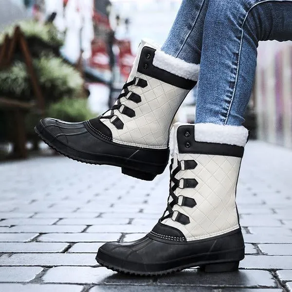 Women's Casual Lace-up Waterproof Mid-calf Cotton Boots 52127572S